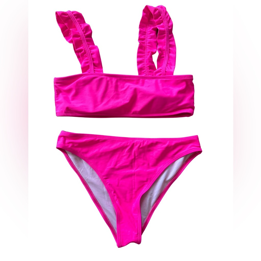 Hot‎ Pink Ruffle Strap Bikini – Size M – EUC